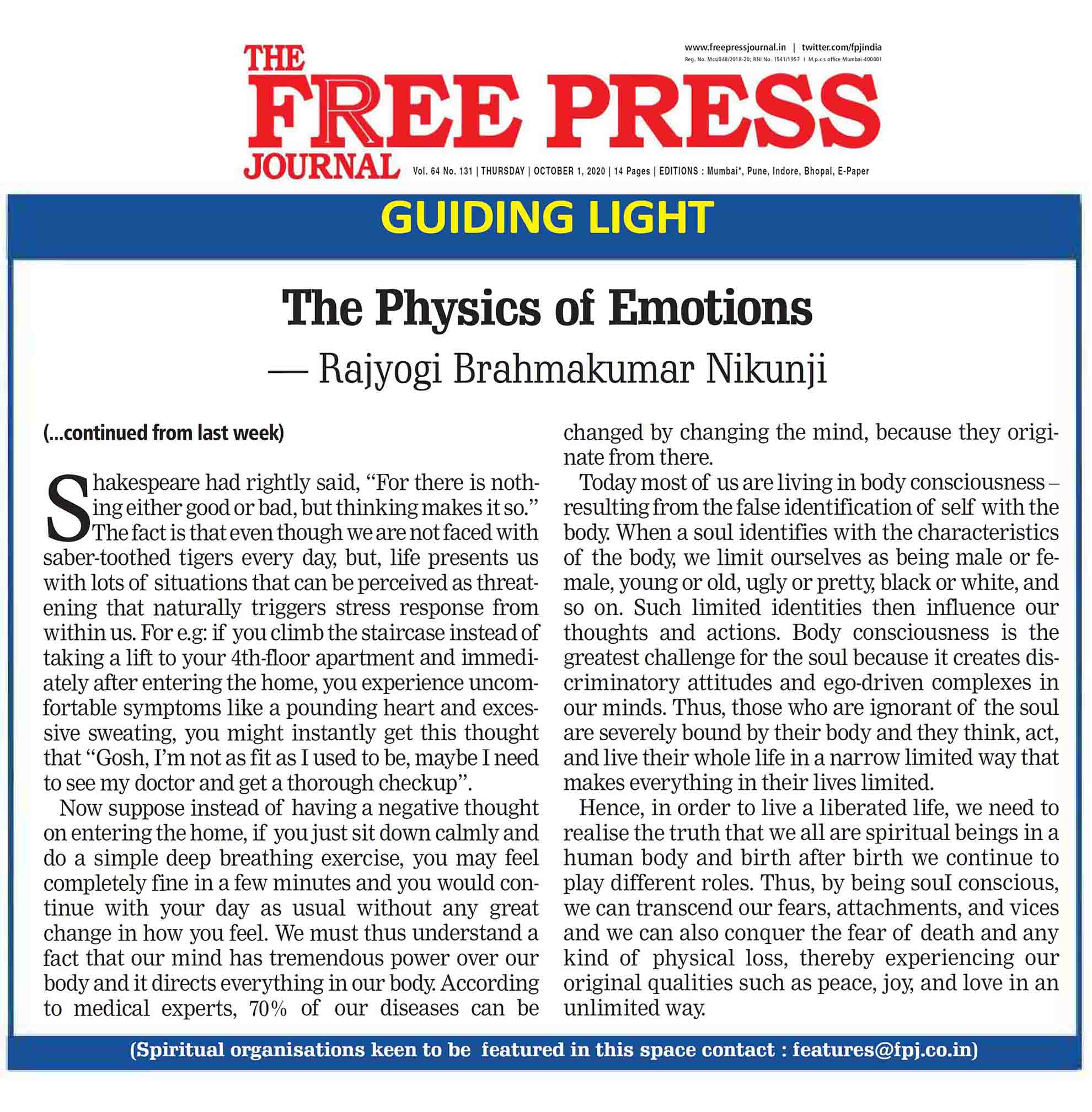 Free Press Journal 01. October 2020