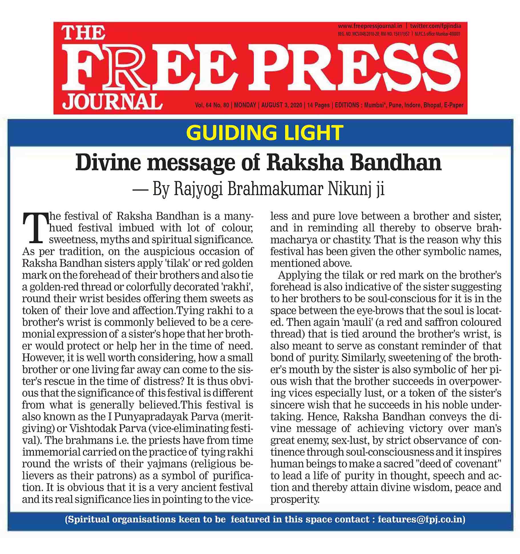 Free Press Journal 03. August 2020